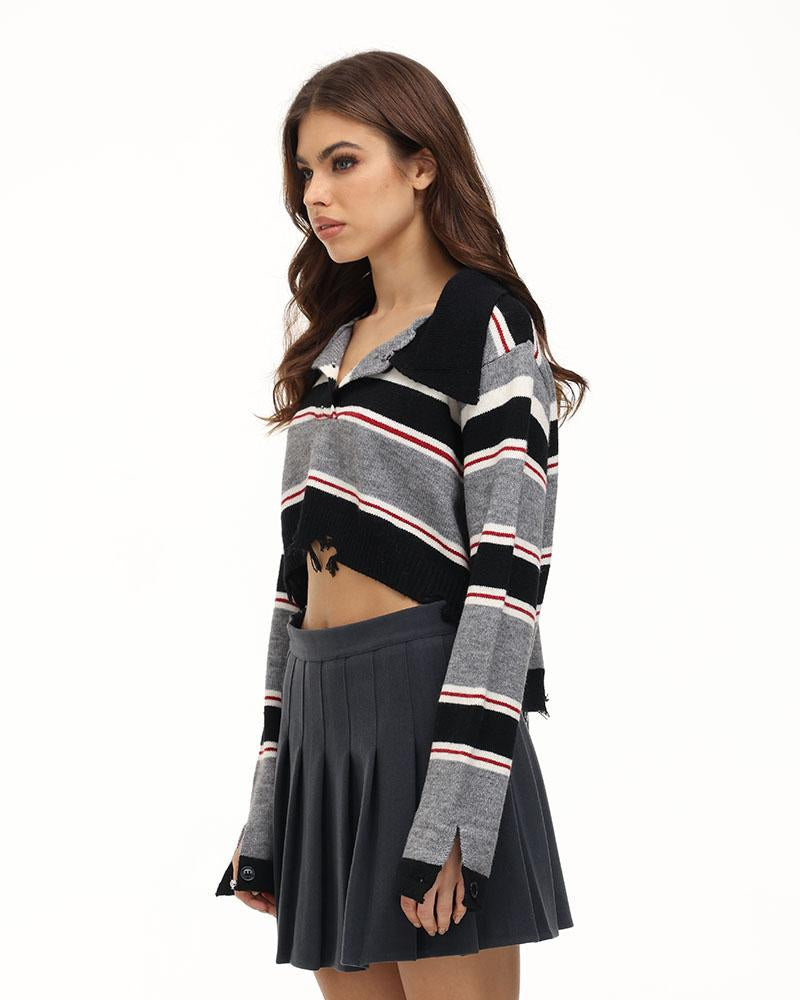 Evleyen Distressed Polo Jumper - Fashionpara