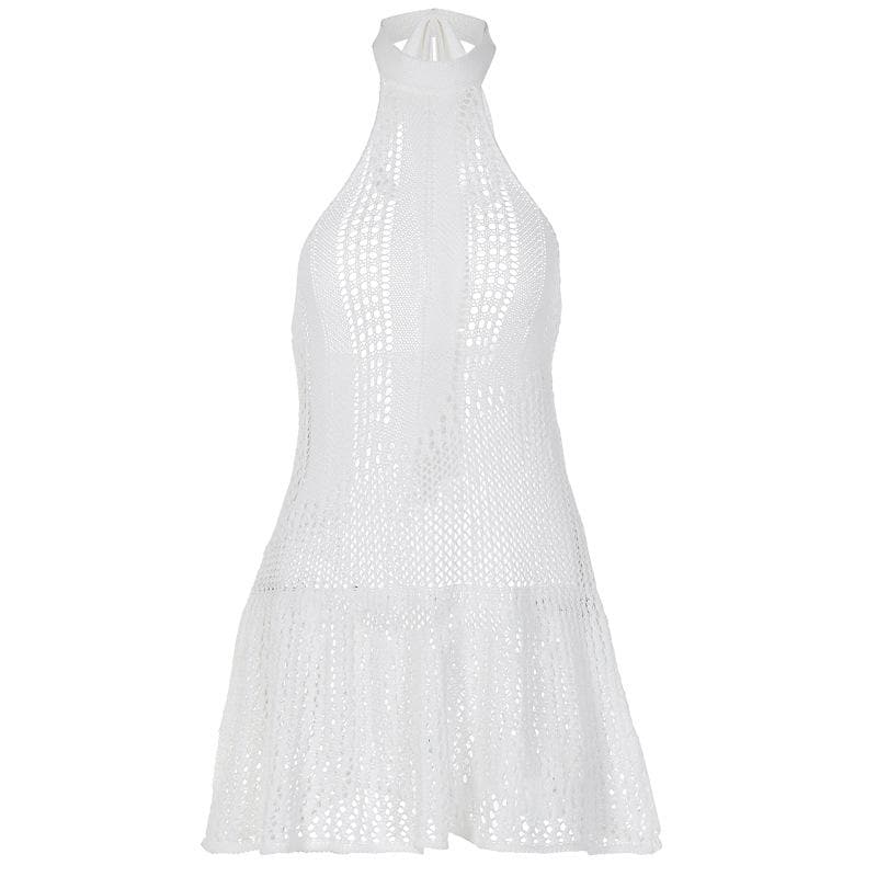 Crochet Halter Neck Fit and Flare Mini Dress - View 2