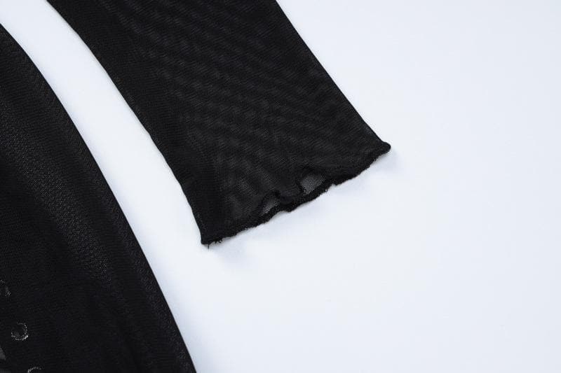 Long sleeve lace up sheer mesh see through maxi dress - View 5