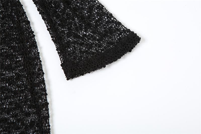 Textured glitter off shoulder long sleeve see through maxi dress - View 6