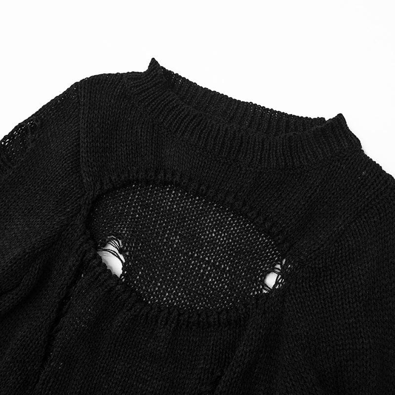 Crochet hollow out solid long sleeve mini dress - View 5