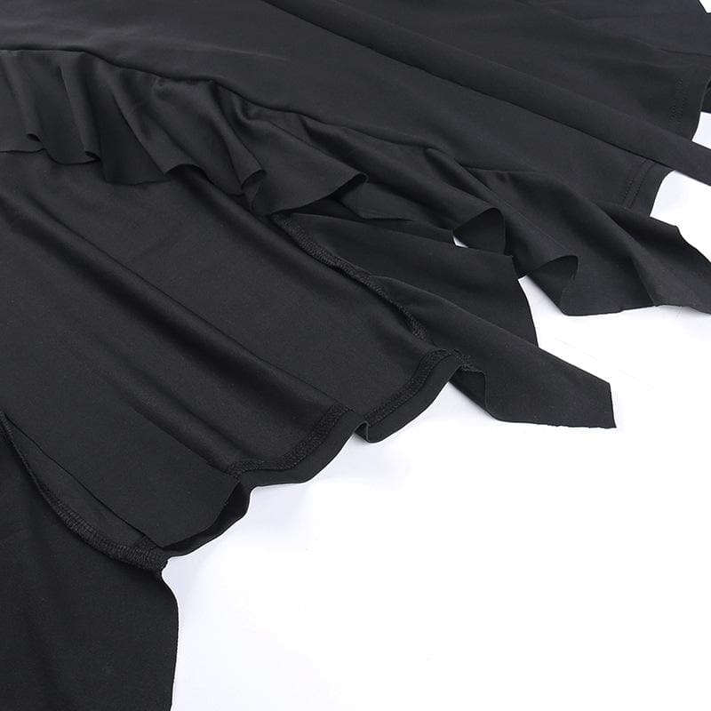 Spaghetti Strap Sweetheart Bustier Ruffle High Split Maxi Dress - View 7