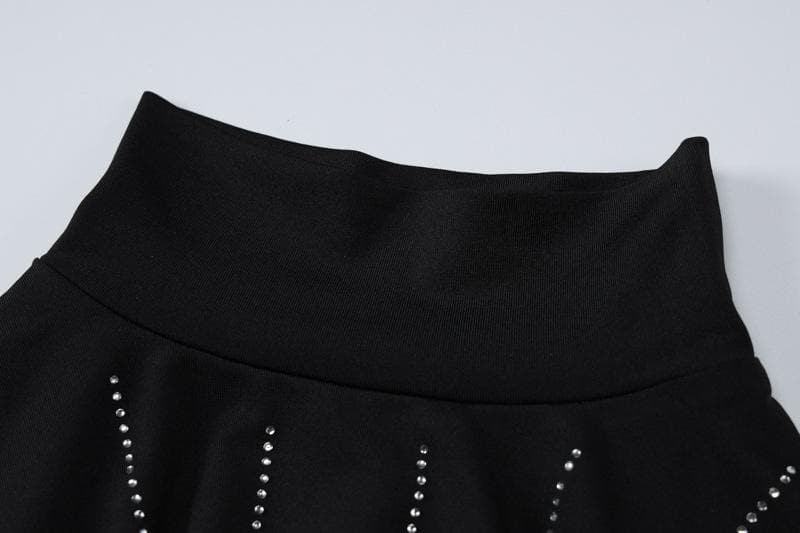 Long sleeve high neck beaded solid midi dress - View 7