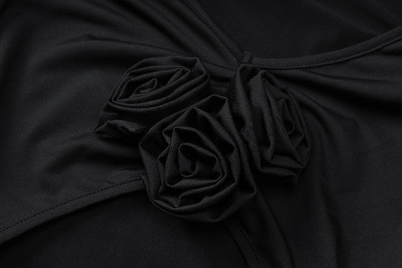 V-Neck Long Sleeve Flower Applique Cut Out Bodycon Maxi Dress - View 6