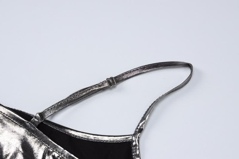 Metallic square neck backless cami maxi dress - View 4