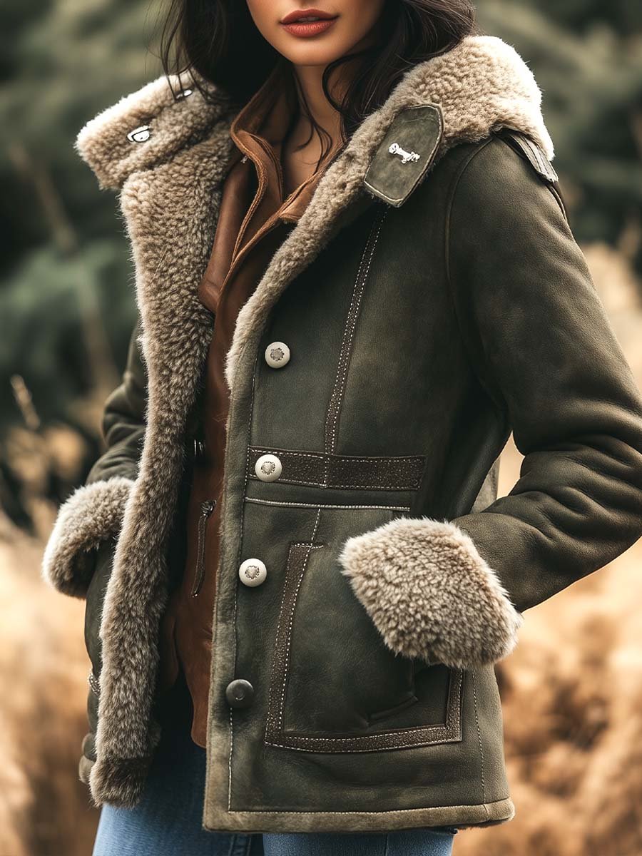 Women's Retro Suede Thick Warm Coat - Fashionpara