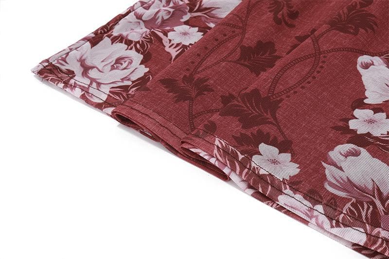 Floral Print V-Neck Spaghetti Strap Bodycon Maxi Dress - View 6