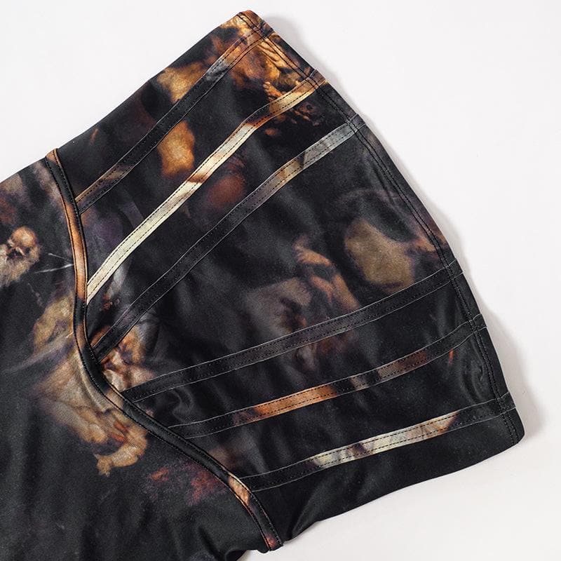 Slit abstract contrast bustier backless tube maxi dress - View 5