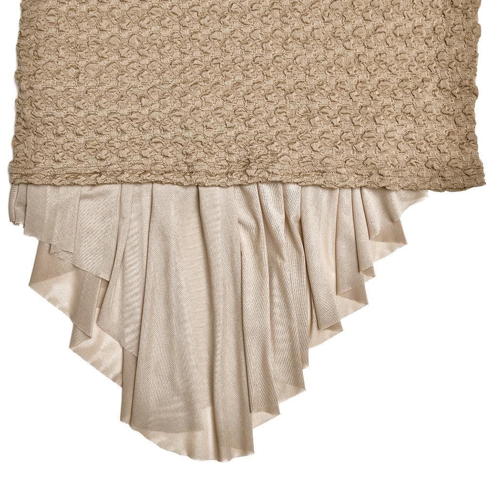 Textured mesh solid ruched irregular cami midi dress - View 6