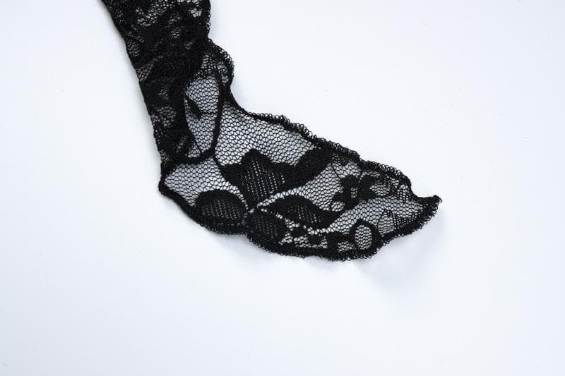 Slit ribbon lace see through solid tube maxi dress - View 6