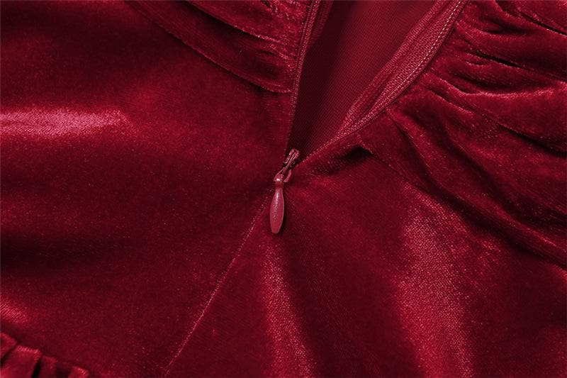 Velvet ruched zip-up off shoulder long sleeve solid mini dress - View 7