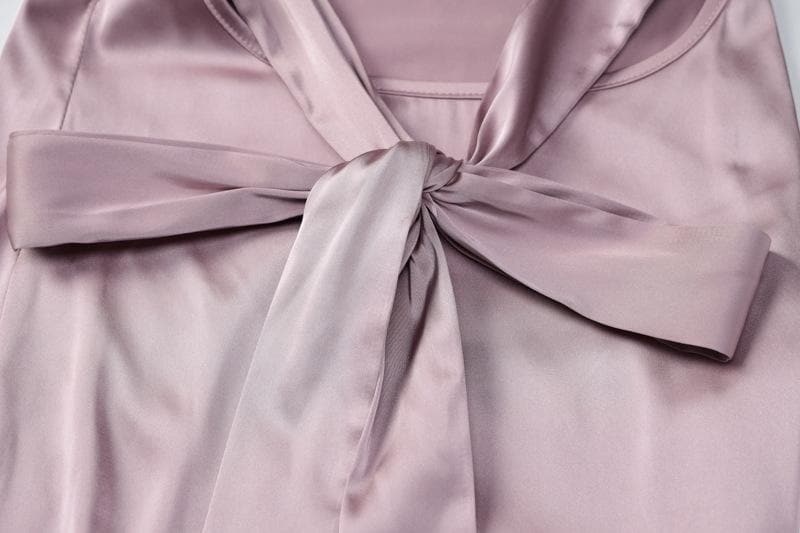 Sleeveless solid slit self tie backless satin midi dress - View 6