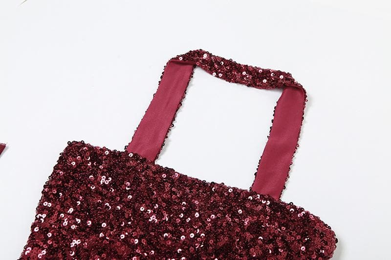 Sequin Mesh Glove Halter Neck Bodycon Mini Dress - View 6