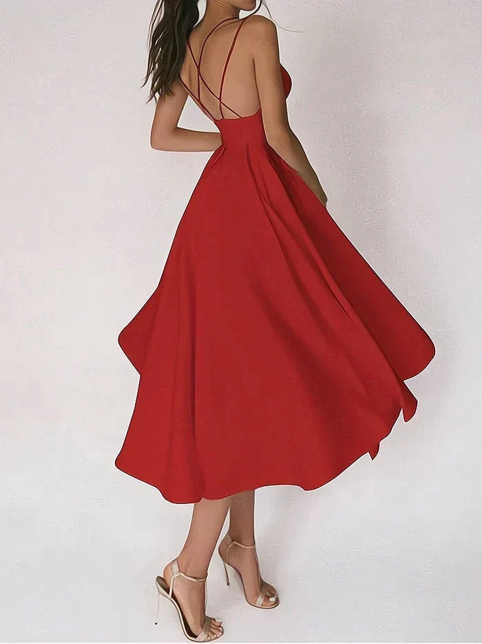 Sleeveless Crisscross Strap Open Back Fit and Flare A-Line Midi Dress - View 6