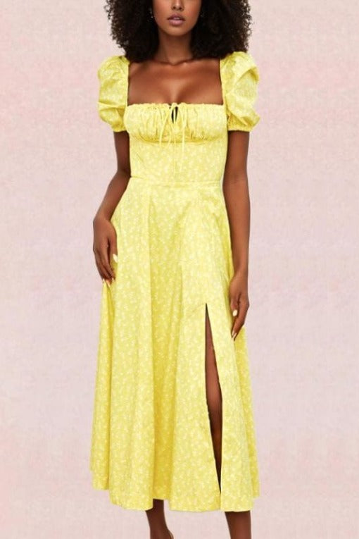 Kaia Bodycon Day Midi Dress - Sun Yellow - Fashionpara