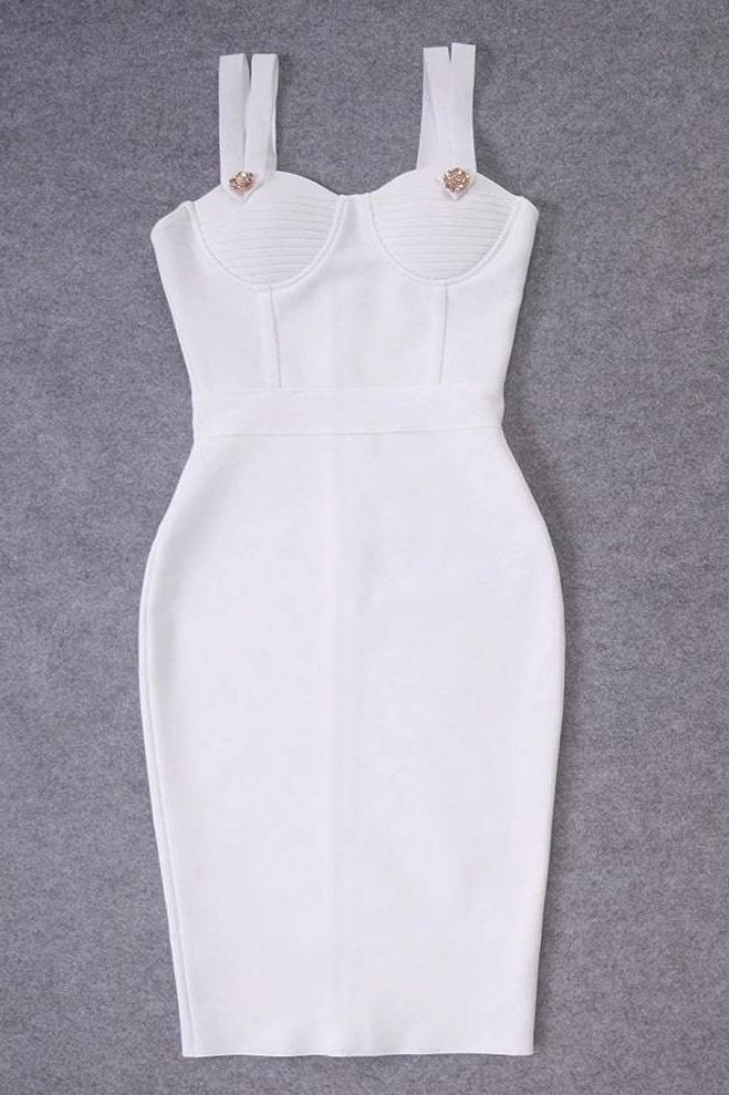 Kate Bandage Dress - Pearl White - Fashionpara