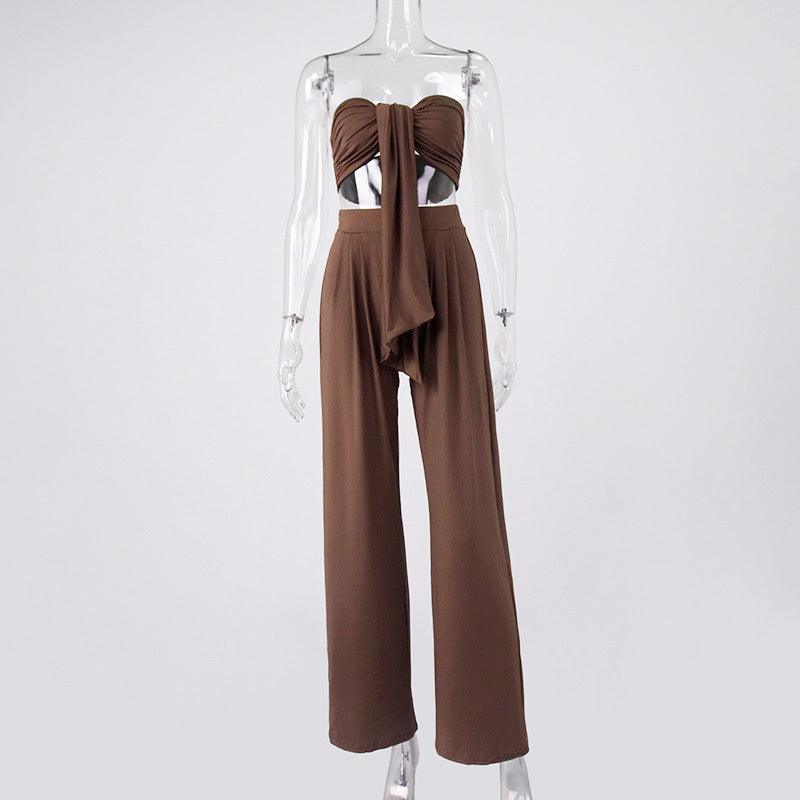 KittenAlarm - Kathleen Strapless Top & Wide Pants Set