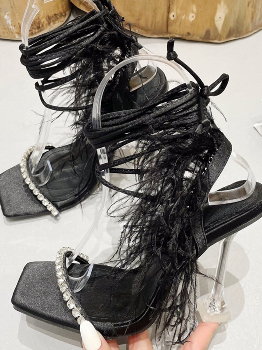 Rhinestone Feather Toe