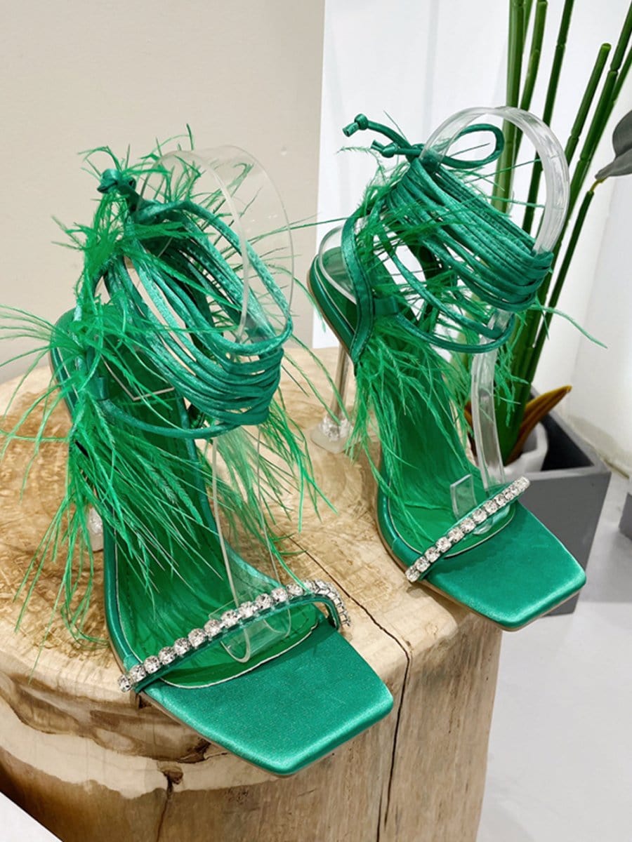 Rhinestone Feather Toe