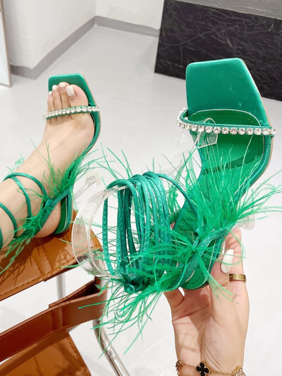 Rhinestone Feather Toe