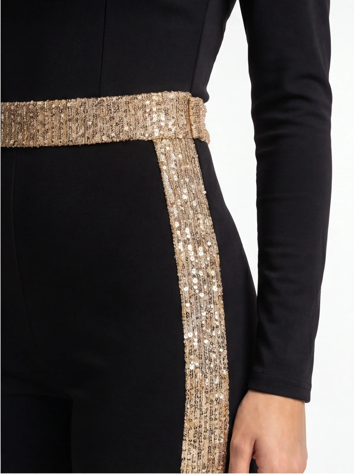 Mesh Deep V-Neck Long Sleeve High Split Midi Dress - View 4