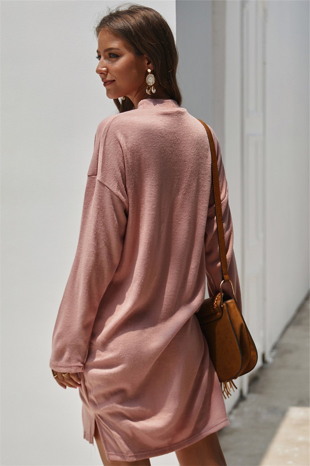 RadyRin Keep You Happy Pink Sweater Dress for Effortless Style
