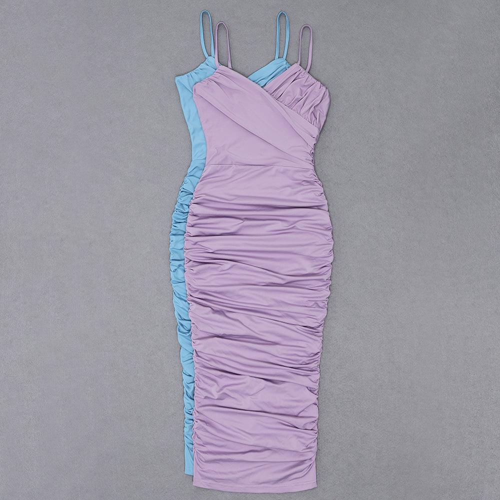 Spaghetti Strap Sweetheart Ruched Bodycon Midi Dress