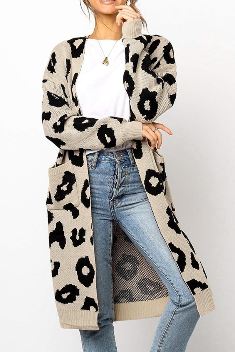 Florcoo Leopard Print Cardigan Sweater - Stylish Comfort Wear