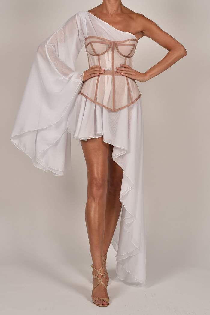 Floral High Neck Long Sleeve Corset Mini Dress