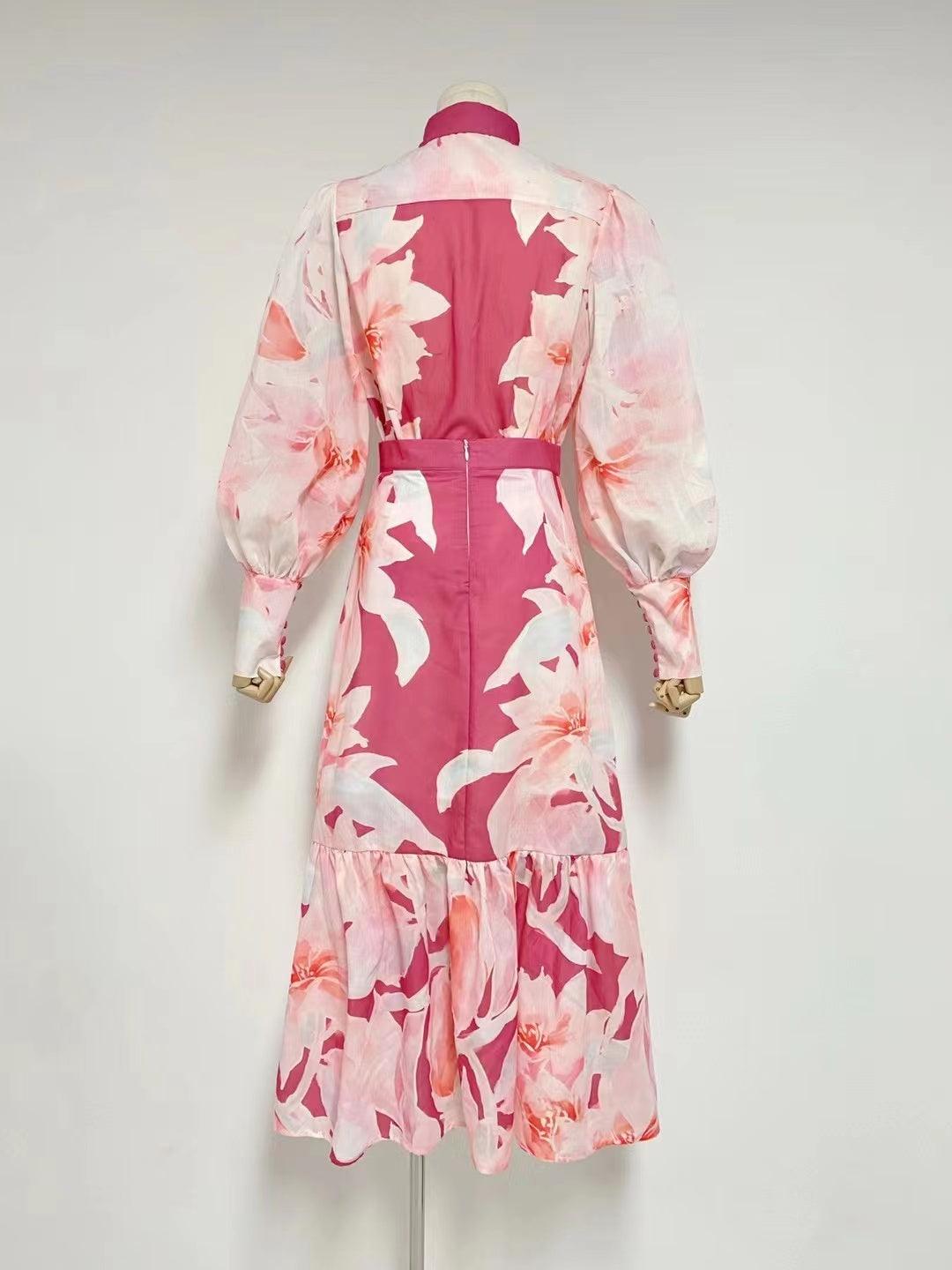KittenAlarm - Kimmy Mermaid Midi Skirt Set - Orient Print in Hibiscus