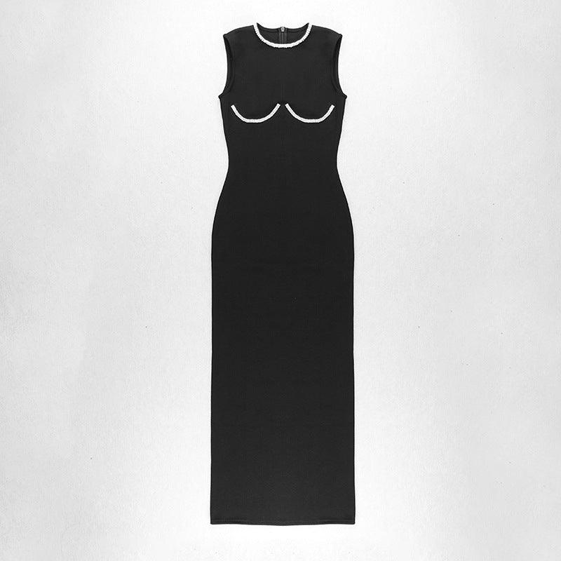 High Neck Sleeveless High Slit Sheath Maxi Dress
