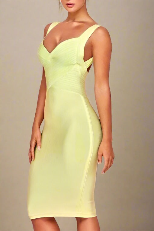 Kyla Bandage Dress - Sun Yellow - Fashionpara