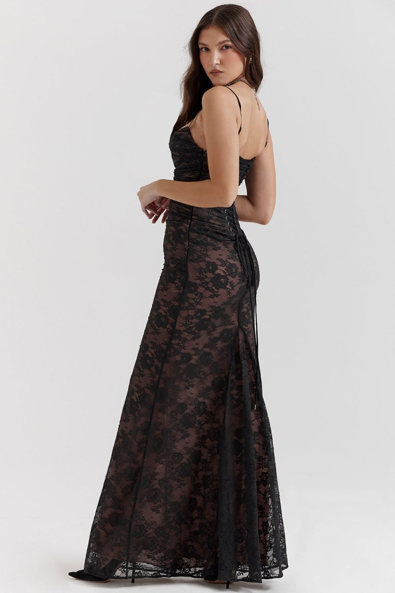 Meira - Shoulder - On Floral Lace Maxi Dress - View 6