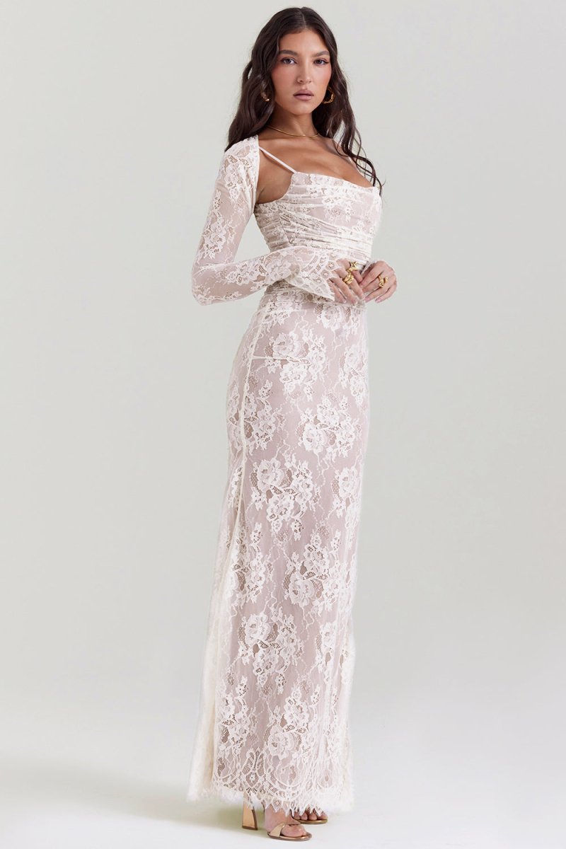Meira - Shoulder - On Floral Lace Maxi Dress - View 8