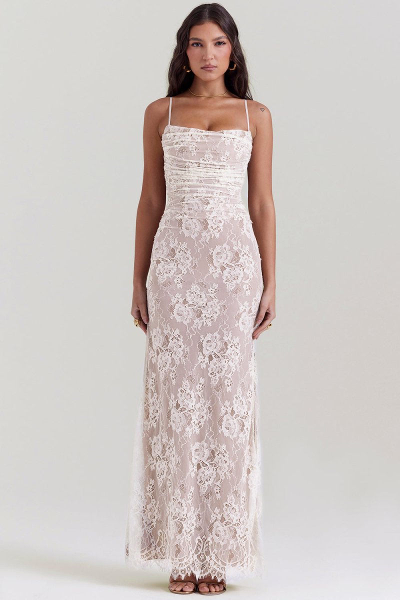 Meira - Shoulder - On Floral Lace Maxi Dress - View 9