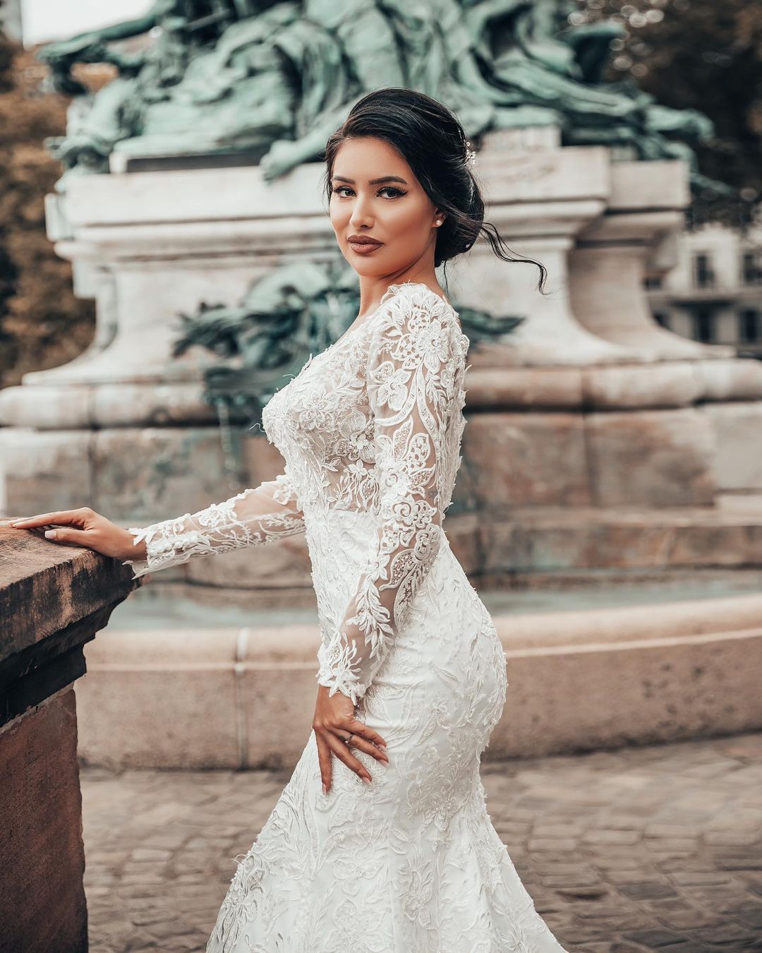 Lace Mermaid Wedding Dress Long Sleeves On Sale - Fashionpara