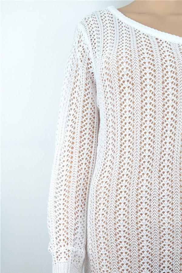 Lace One-shoulder Hollow out Blouse - Fashionpara