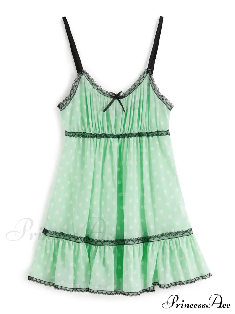 Lace Trim Graceful Floral Mini Dress