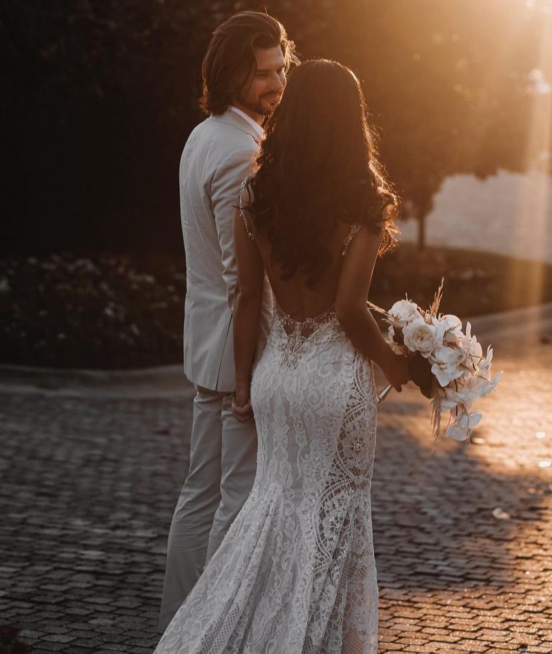 Lace Wedding Dress Mermaid Backless - Fashionpara