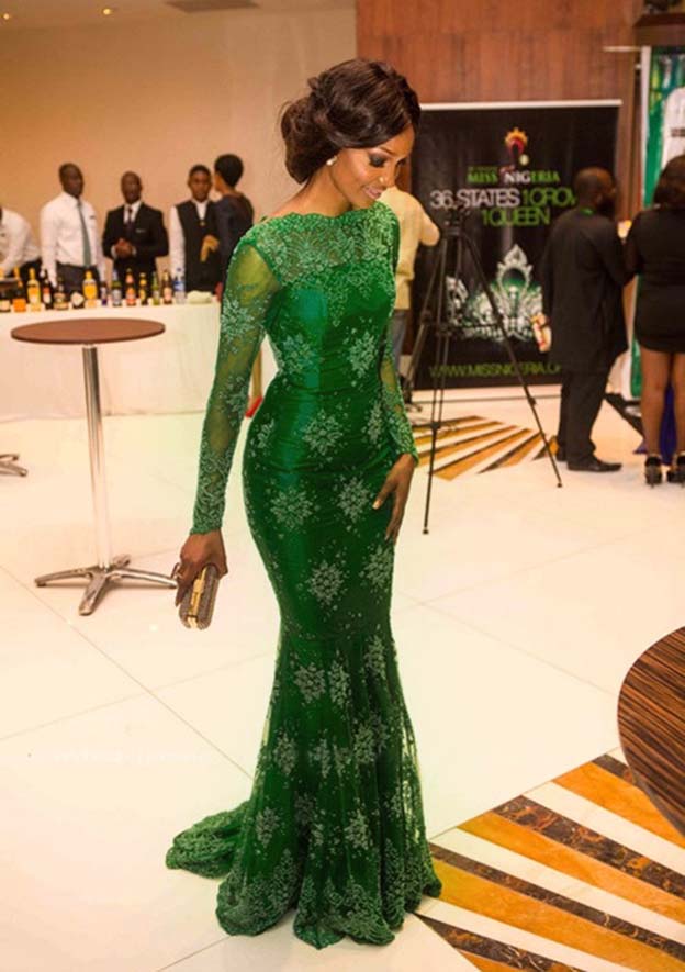 Laced Prom Dress/Evening Dress - Trumpet/Mermaid Bateau Full/Long Sleeve & Sweep Train - Fashionpara