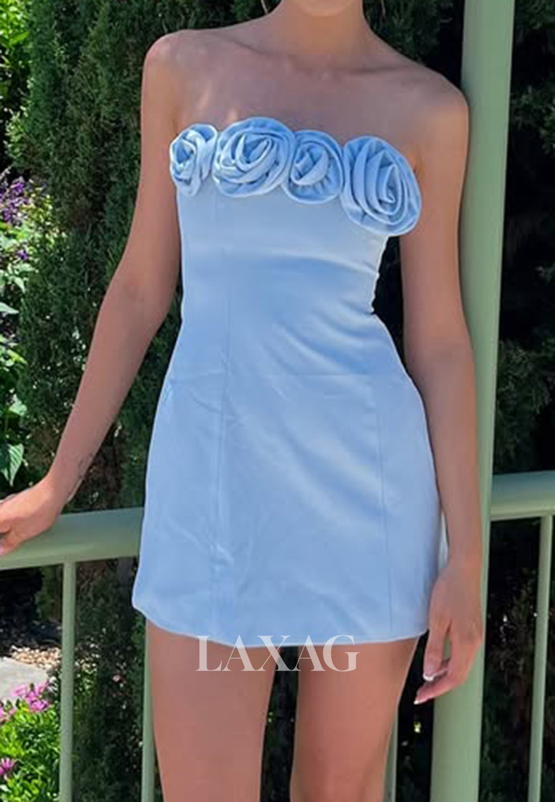 Tube Top Sleeveless Floral Embellished Satin Simple Mermaid Party Homecoming Dress