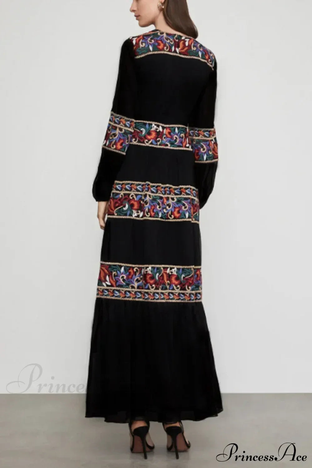 Lantern Long Sleeve V-neck Maxi Dress