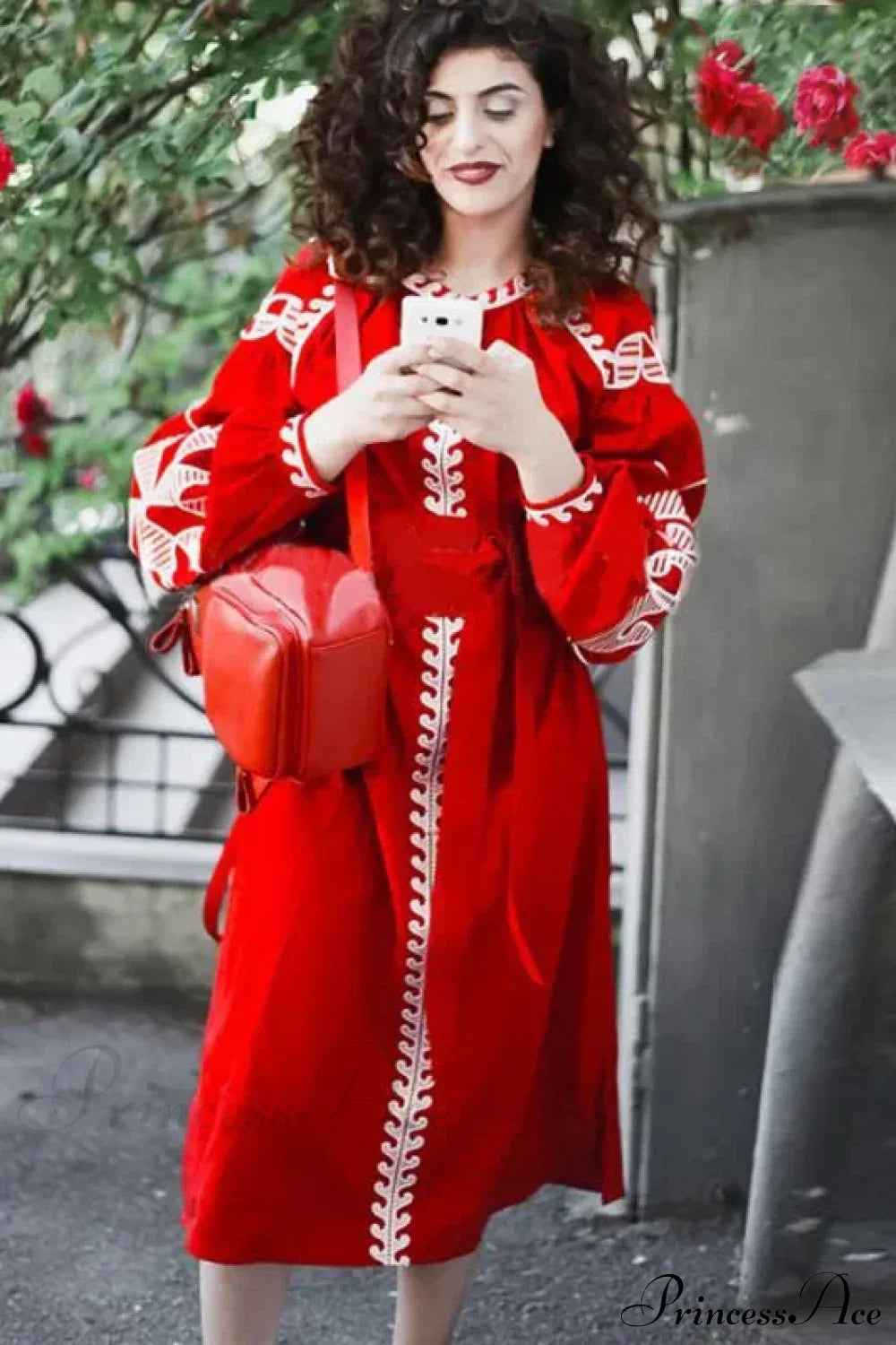 Lantern Sleeve Ethnic Tunic Boho Dress