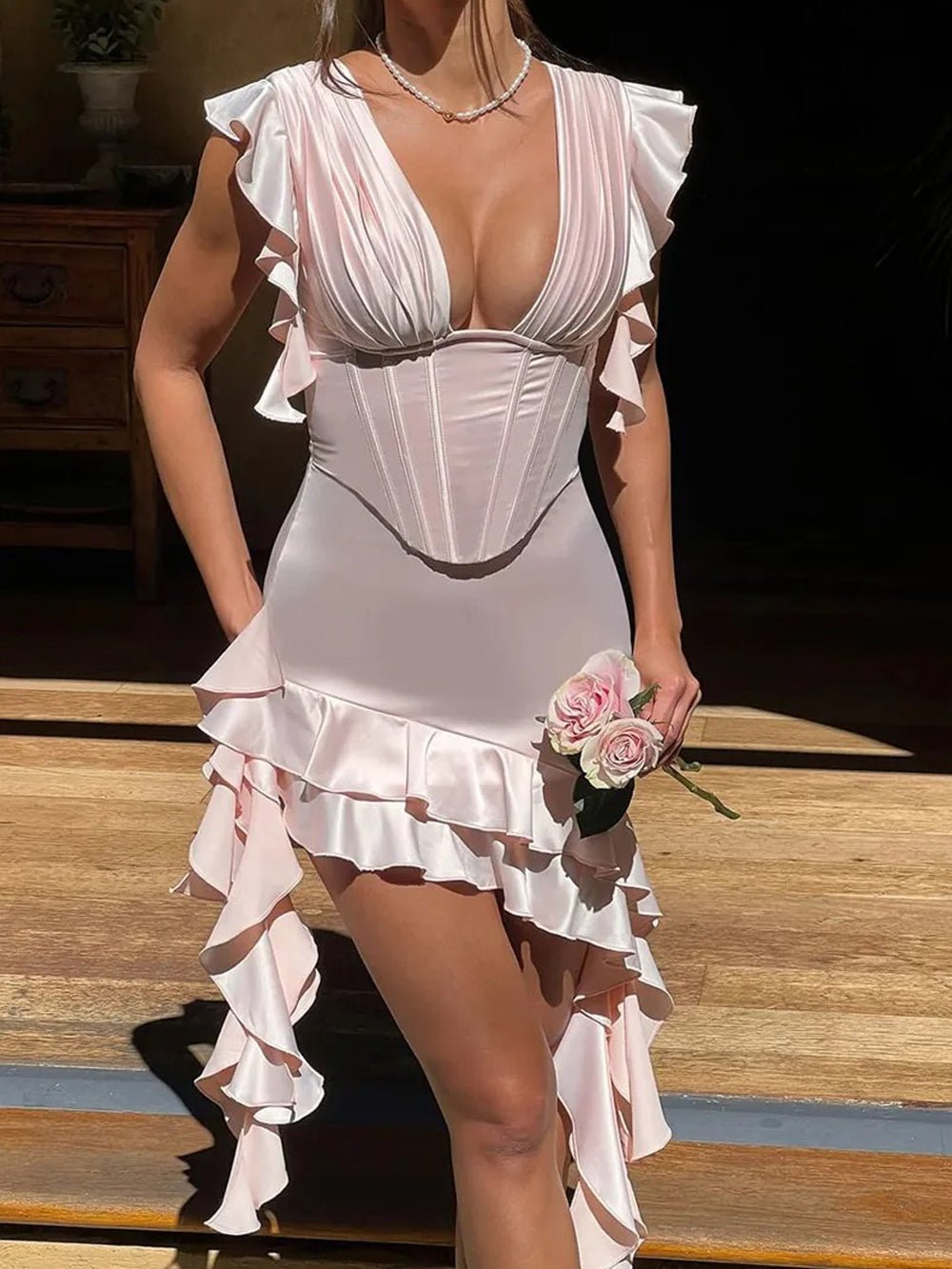 Backless Bodycon Ruffle - Fashionpara