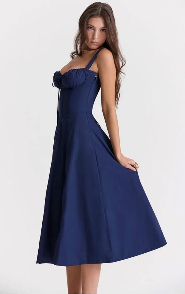 Floral Sweetheart Corset Tie Front High Split Maxi Dress 10
