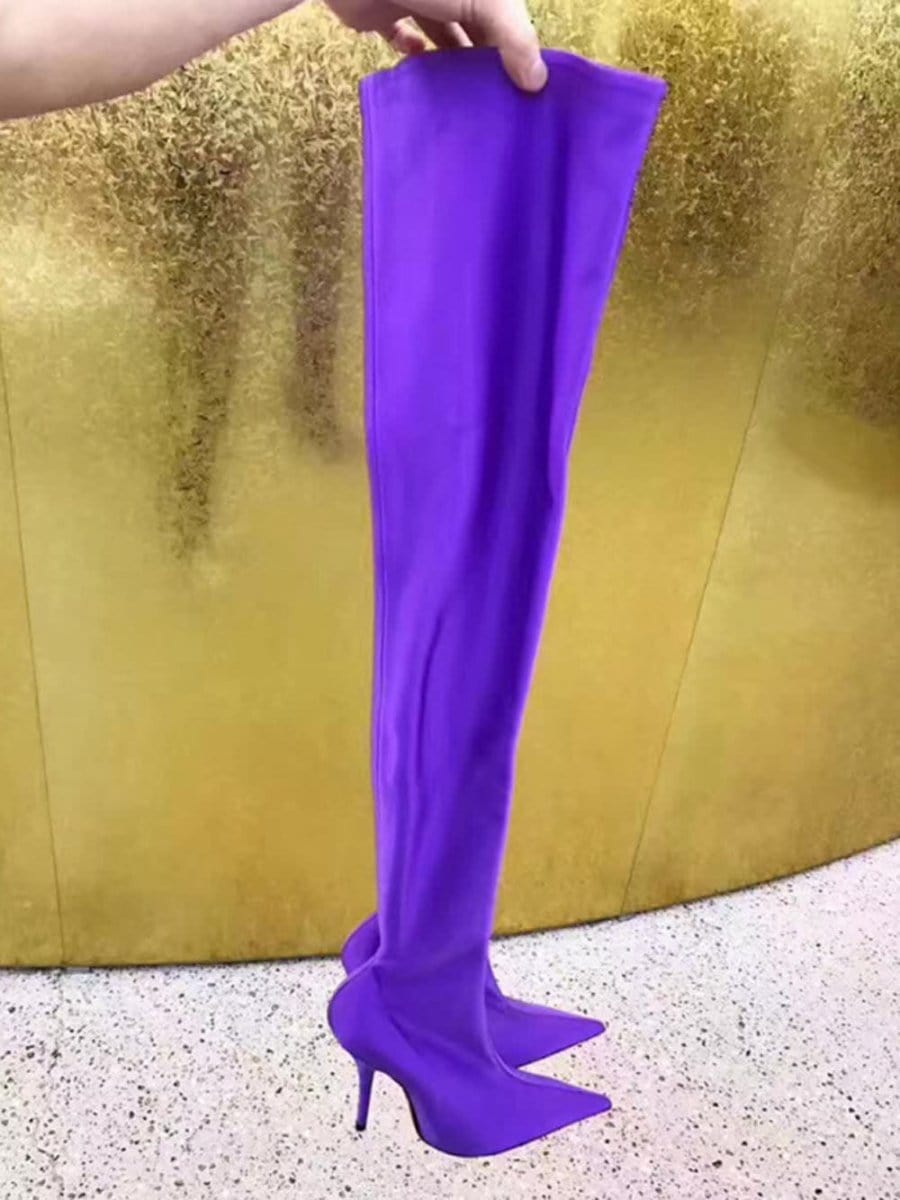 Lara Knee Elastic Thigh Boot - Fashion Pov