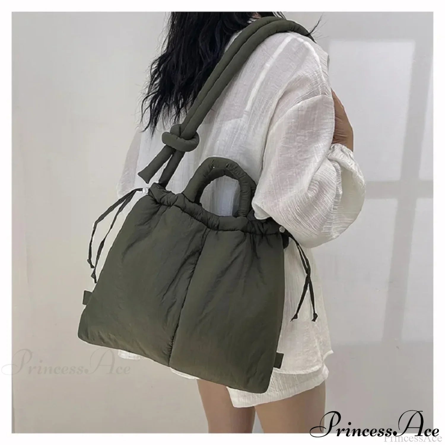 Large Capacity Puffer Nylon Tote Handbag Designer