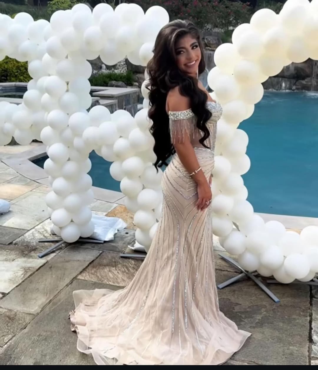 Sweetheart Sheath Sleeveless High Slit Stripe Beaded Prom Dress with Detachable Overskirt Party Gowns