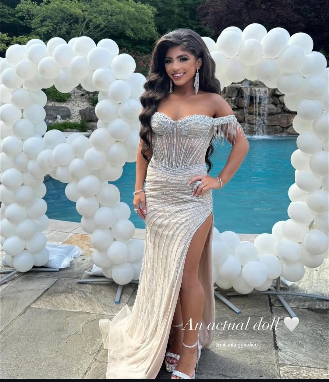 Sweetheart Sheath Sleeveless High Slit Stripe Beaded Prom Dress with Detachable Overskirt Party Gowns