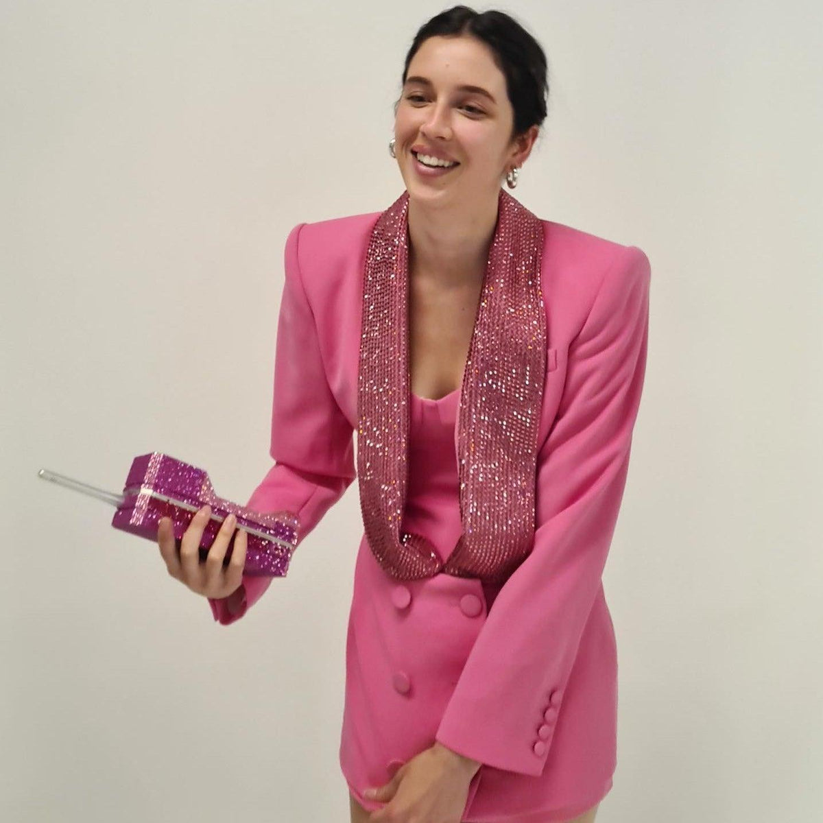Sequin Shawl Lapel Double Breasted Long Sleeve Blazer Mini Dress